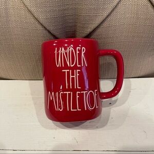 RAE DUNN Holiday Christmas "UNDER THE MISTLETOE" Red Mug By Magenta
